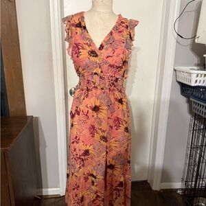 PAIGE Pink and Gray Floral Jumpsuit